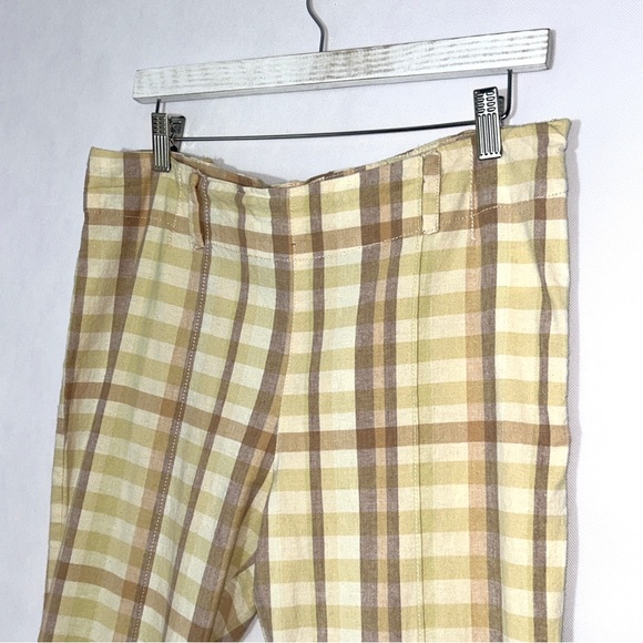Free People The Way You Move Plaid Retro Flare Pants Cotton Linen Blend Size 12 - Picture 6 of 15